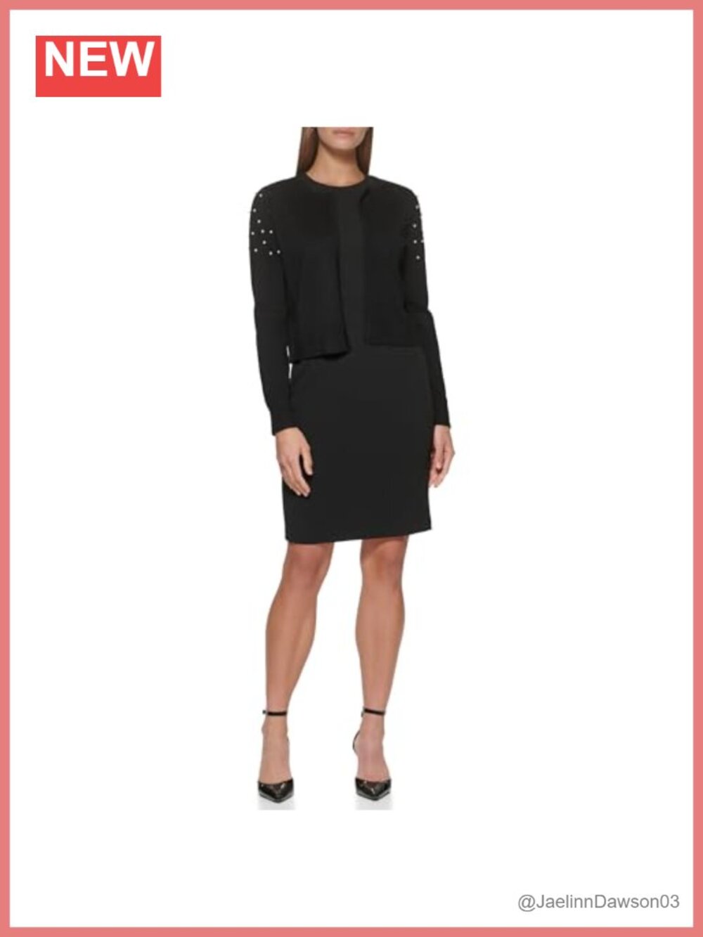 Long Sleeve Jewel Neck Pearl Detail Open Front Waist Length Shrug